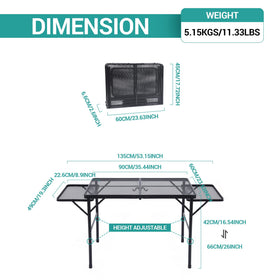 Nice C folding grill table folds flat for compact storage.