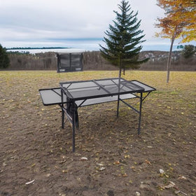 Nice C folding grill table height-adjustable design fits different chairs.