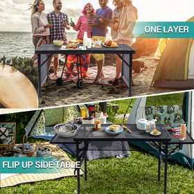 Nice C folding grill table side pocket mesh keeps utensils and condiments organized.