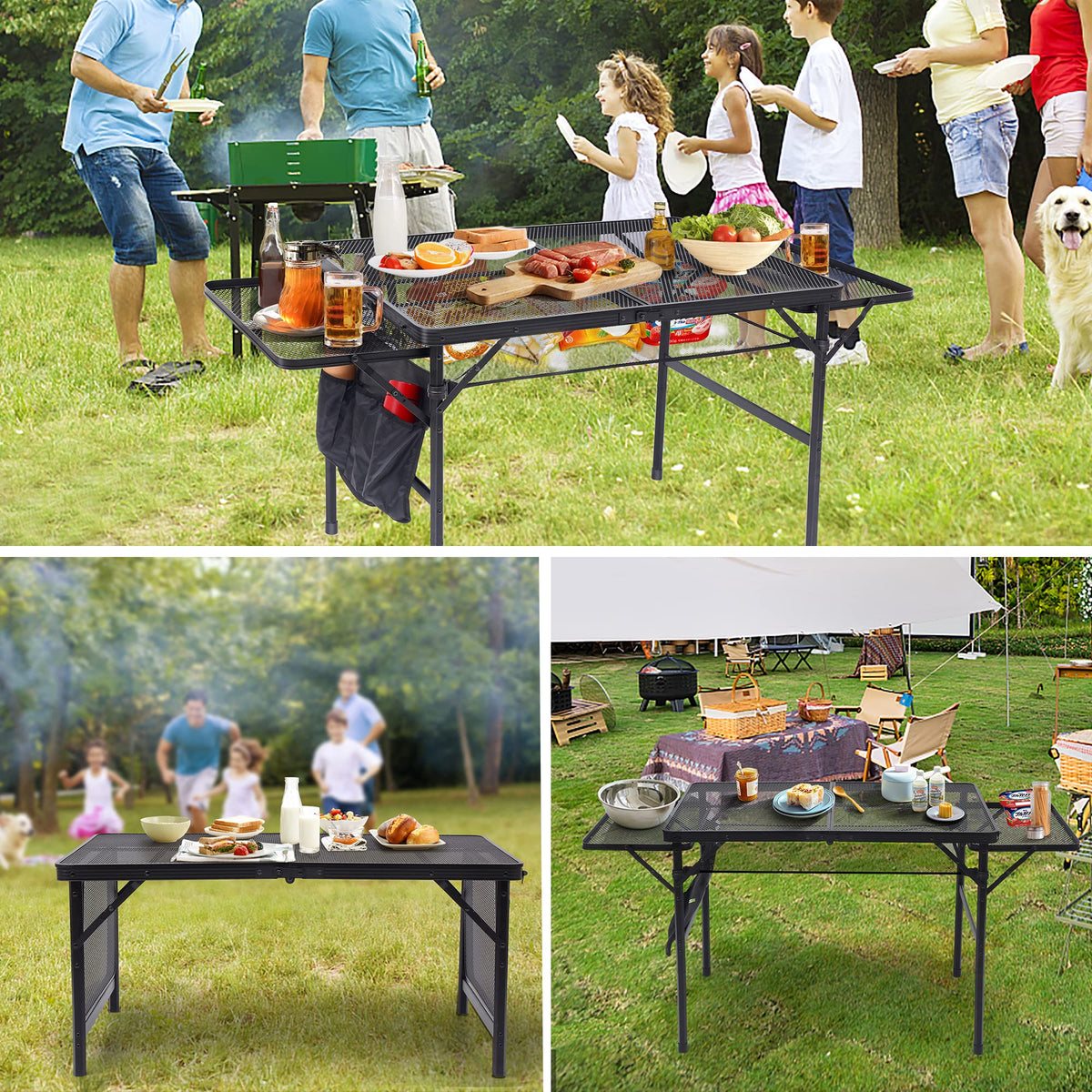 Nice C folding grill table waterproof steel resists spills at outdoor gatherings.