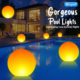 Niceput shape-shifting glow adapts from pool orb to garden lantern.