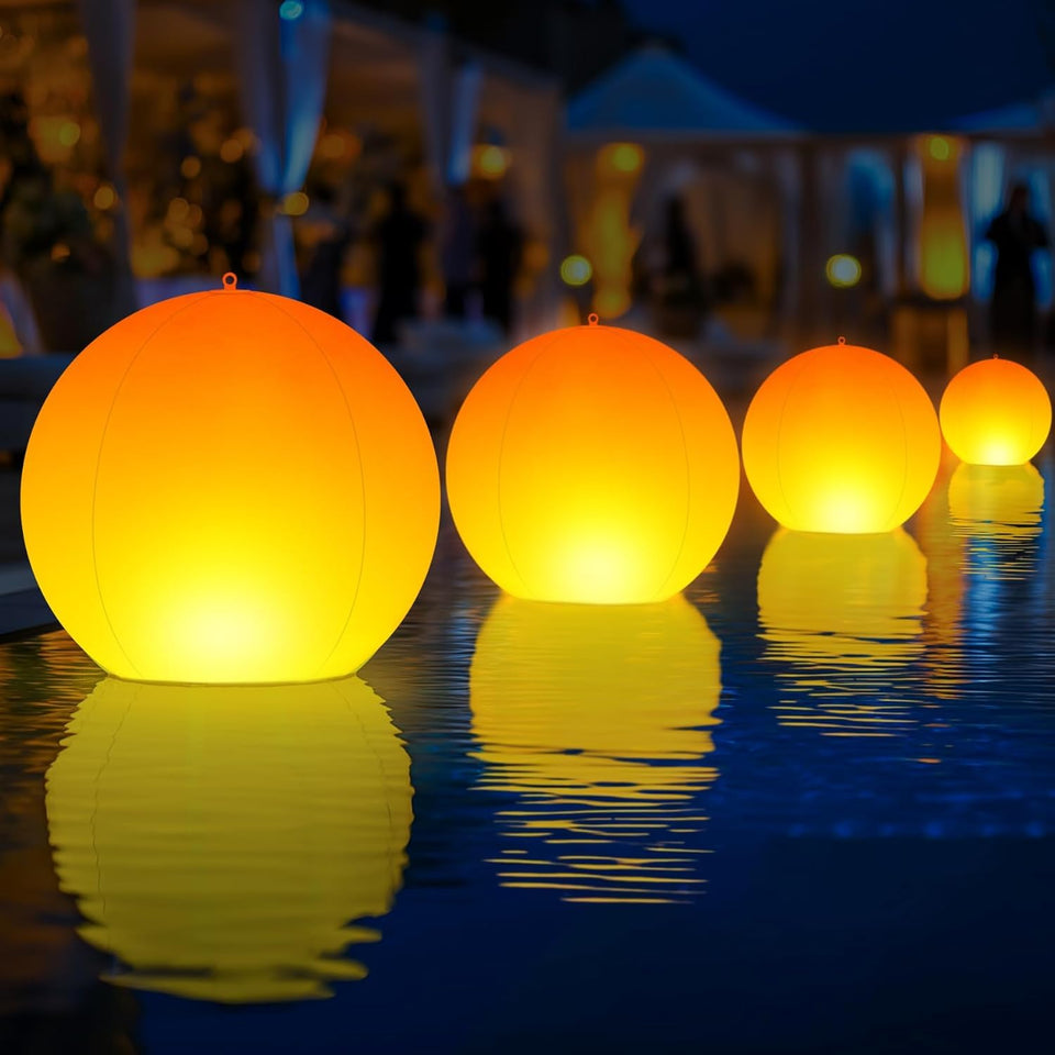 Niceput 14-inch flame globe floats, provides warm pool illumination.