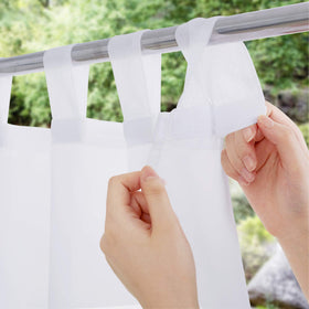 NICETOWN waterproof-tab-top outdoor curtains offer two-panel patio privacy.