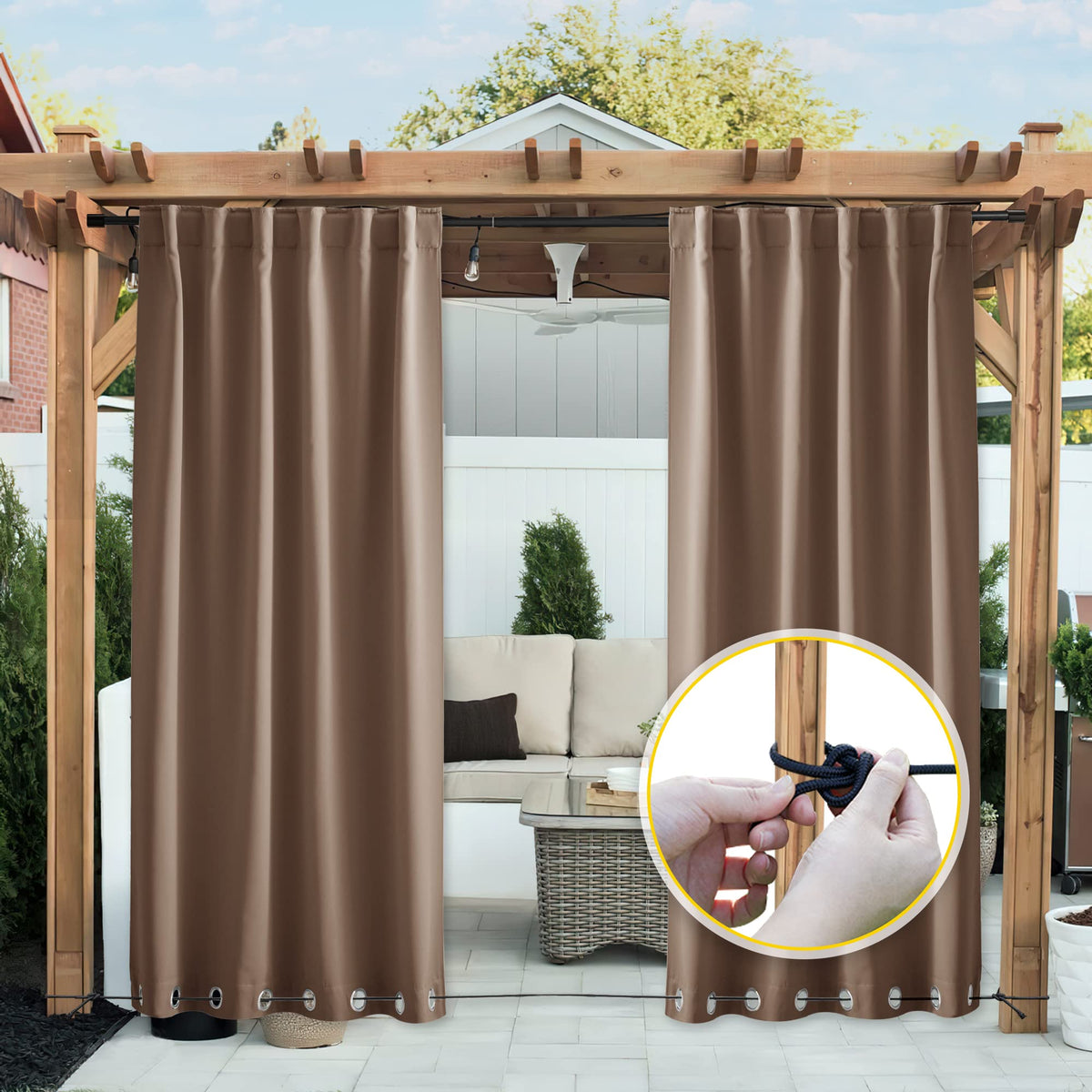 NICETOWN privacy-ready curtains for pergola create a secluded outdoor retreat