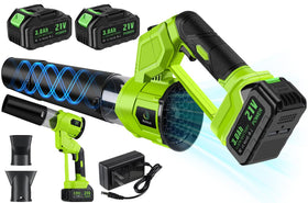 Nicklaua cordless leaf blower with battery pack for extended use.