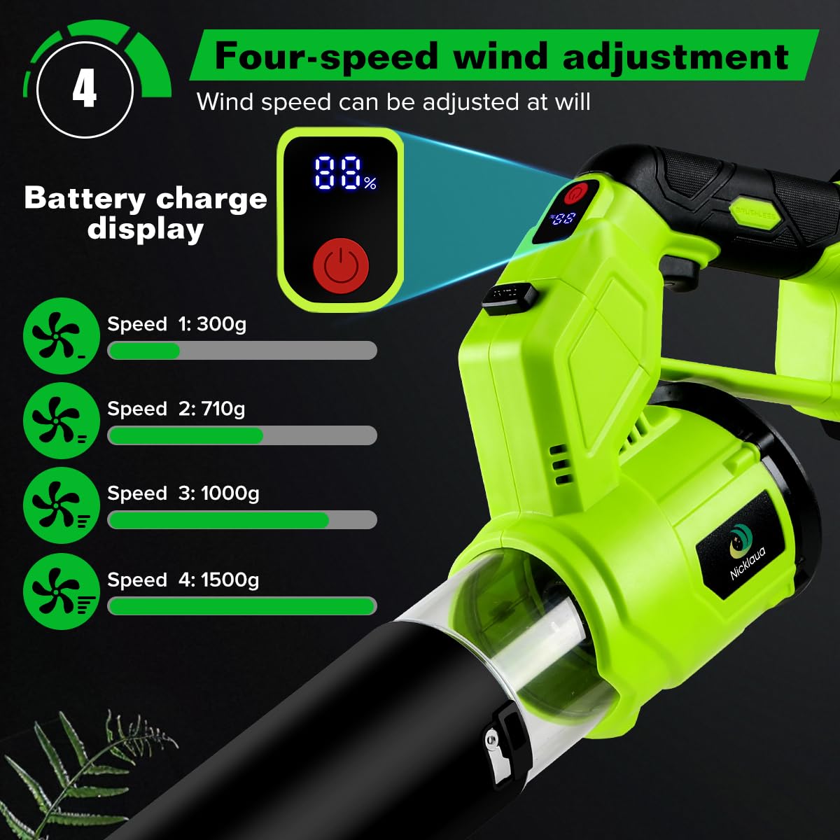 Nicklaua lightweight blower shown at 3.7 lbs.