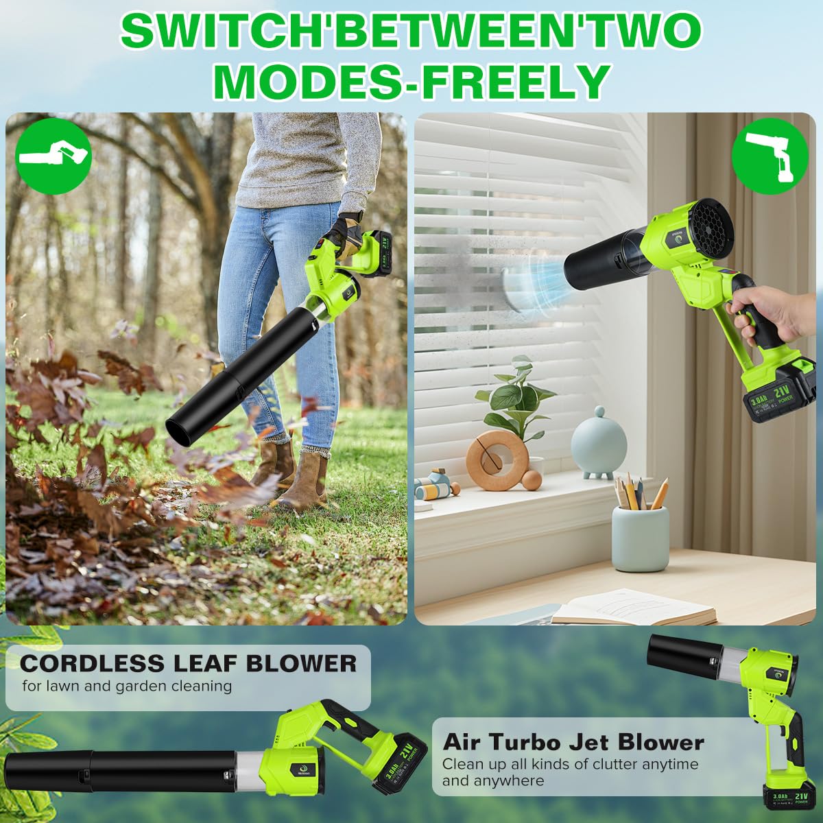 Nicklaua blower with rotatable handle for flexible cleaning.