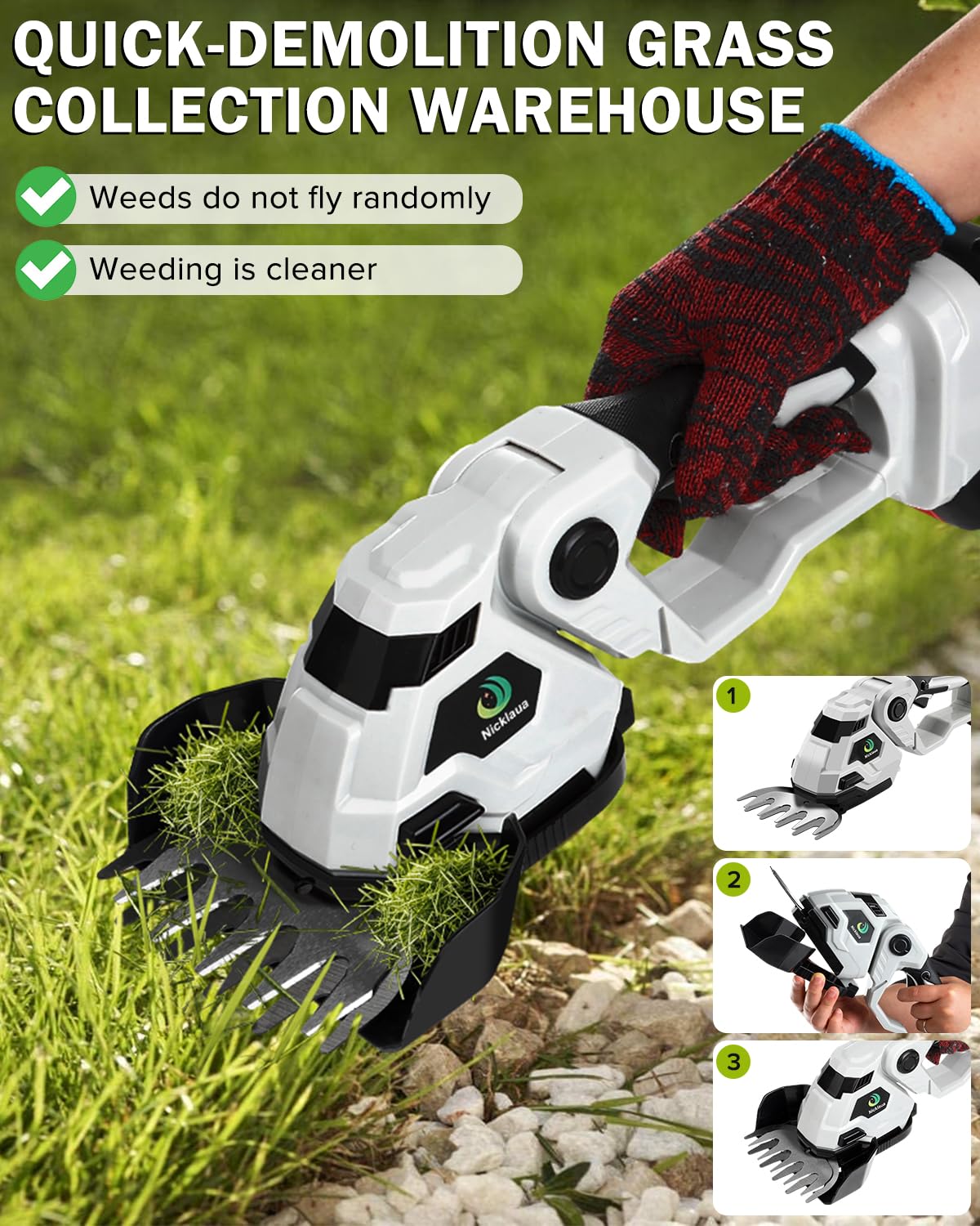 Nicklaua high-power motor provides strong pruning performance on dense hedges.