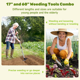 NICOFPHY 17-inch hand weeding tool for precise removal in narrow bed edges.