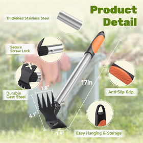 NICOFPHY 17-inch stainless steel handle with non-slip grip for comfortable weeding