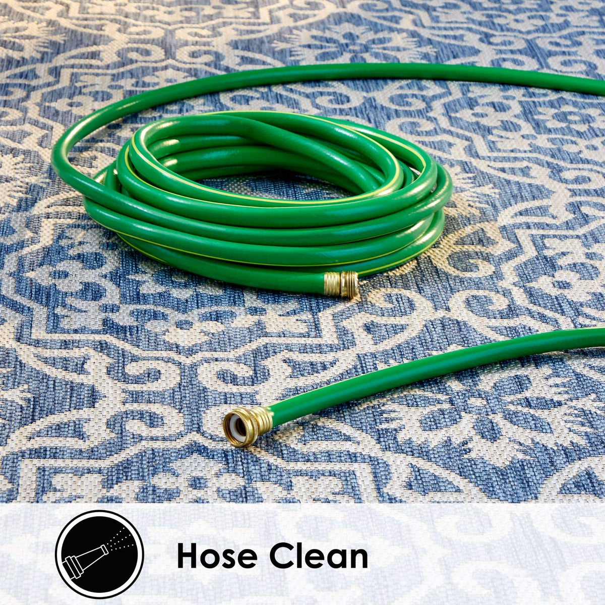 Easy-care rug ideal for kitchens, playrooms, mudrooms, and sunrooms