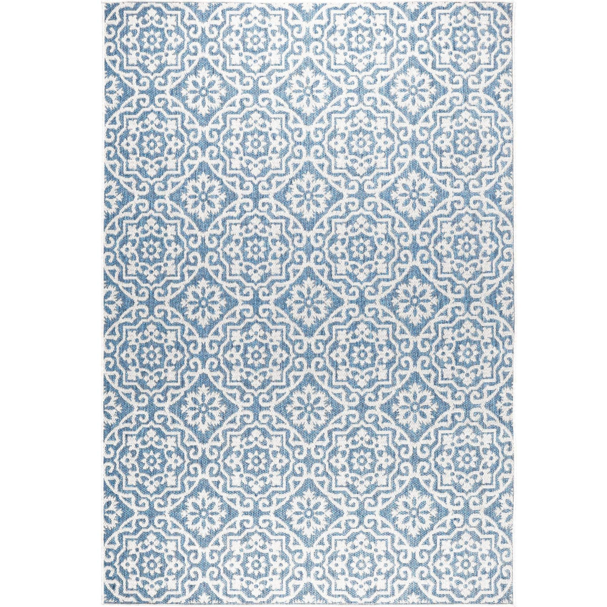 Danica rug features florals and spades for a refined Bohemian look on patios