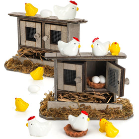 Nicunom miniature chick coop set adds wooden detail to fairy garden displays