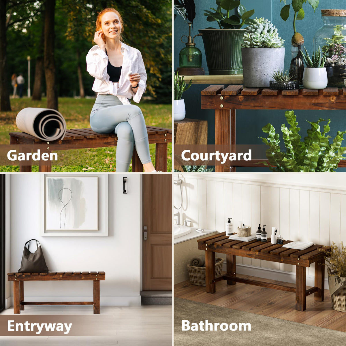 Nidouillet backless design image conveys versatile seating for porch, garden, or park use.