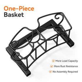 Niffgaff garden hose holder stand, basket closeup, one-piece design for high load capacity
