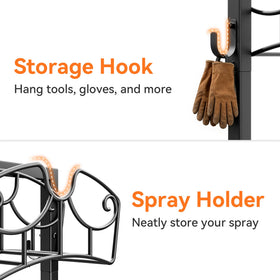 Niffgaff garden hose holder stand, hooks detached, convenient storage for gloves and tools