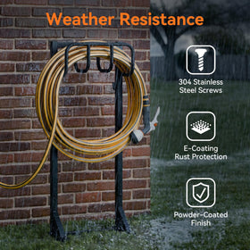 Niffgaff garden hose holder stand in profile highlighting stability