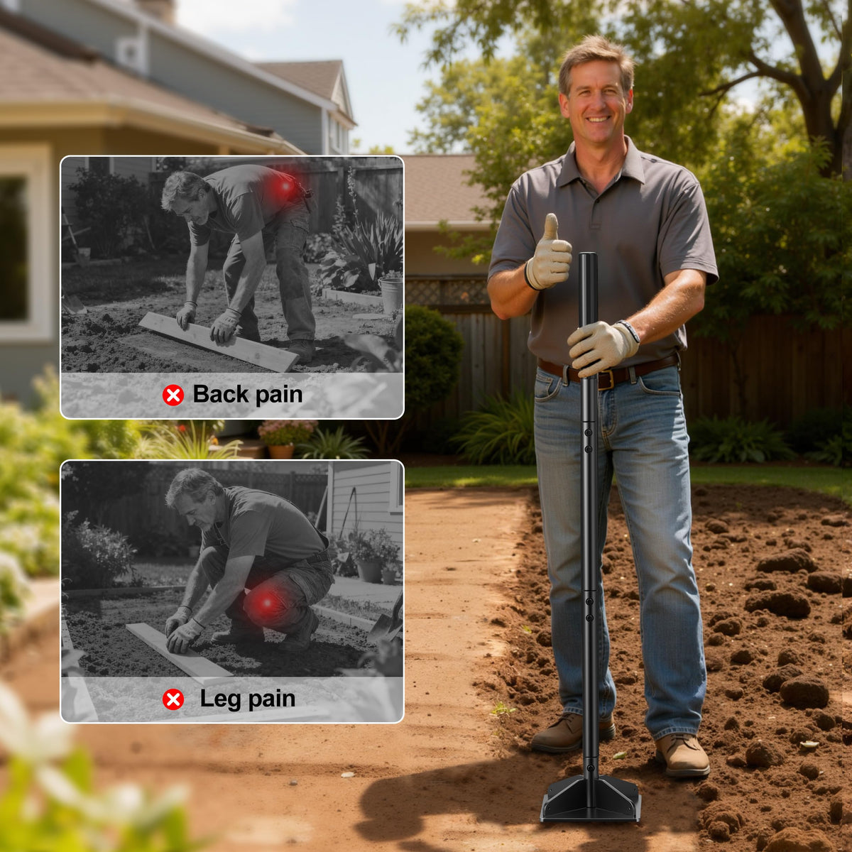 Niffgaff heavy-duty steel tamper compacting gravel base