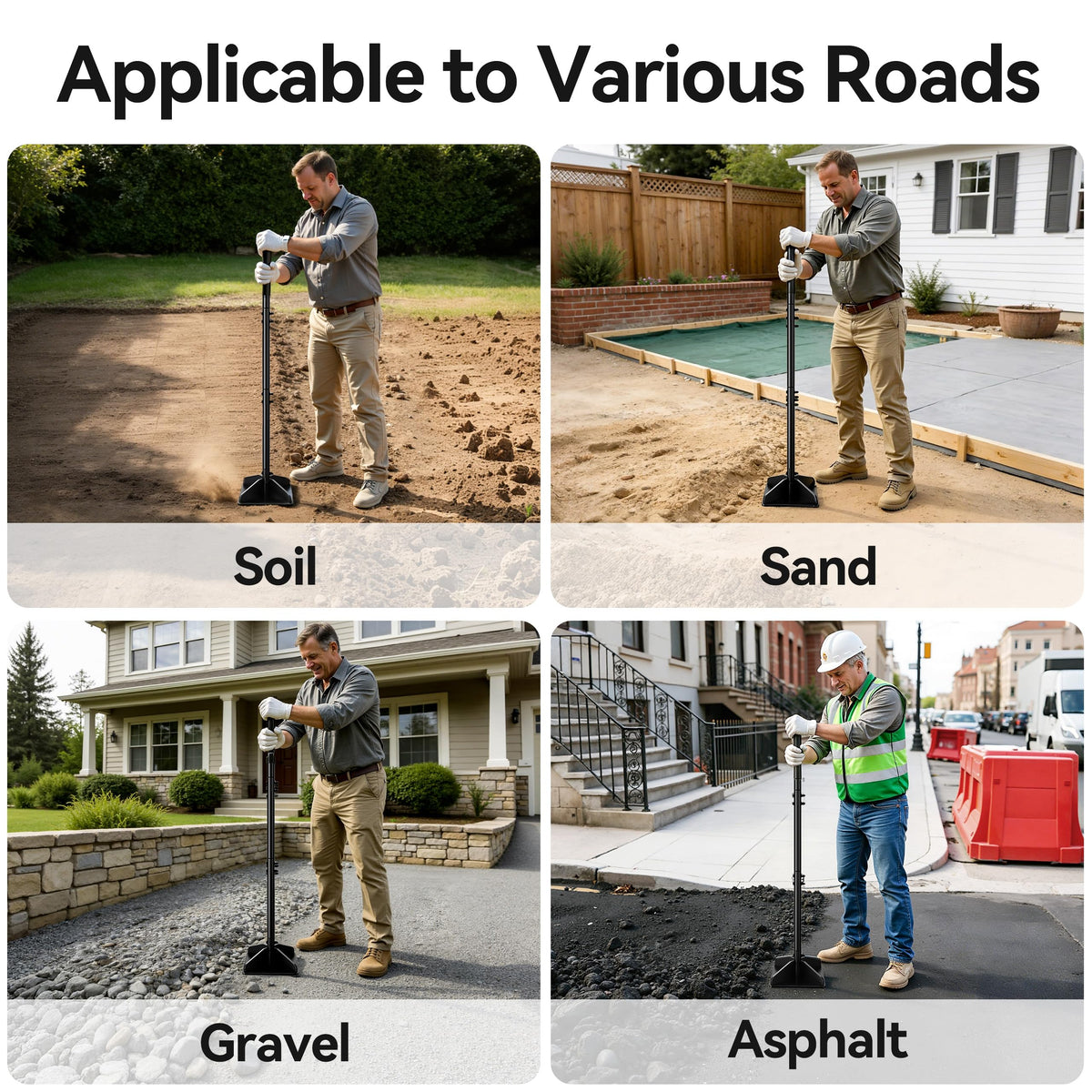 Niffgaff heavy-duty steel tamper used in soil compaction