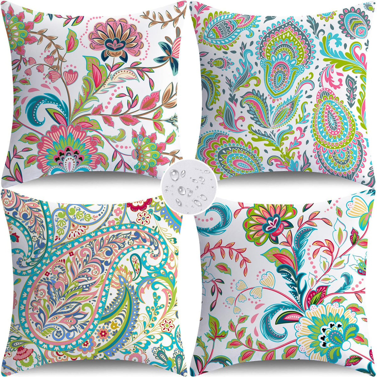 NIGHTWISH outdoor waterproof pillow cover with floral pattern front view for patio styling.
