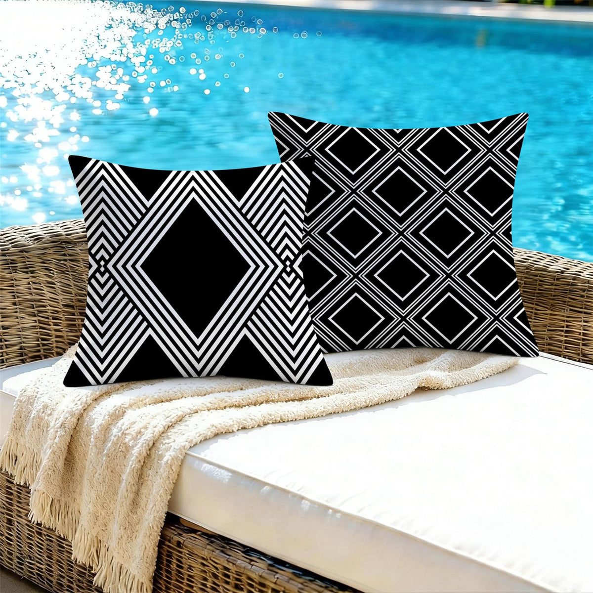 Nightwish four-pack pillow covers ready to refresh outdoor seating.