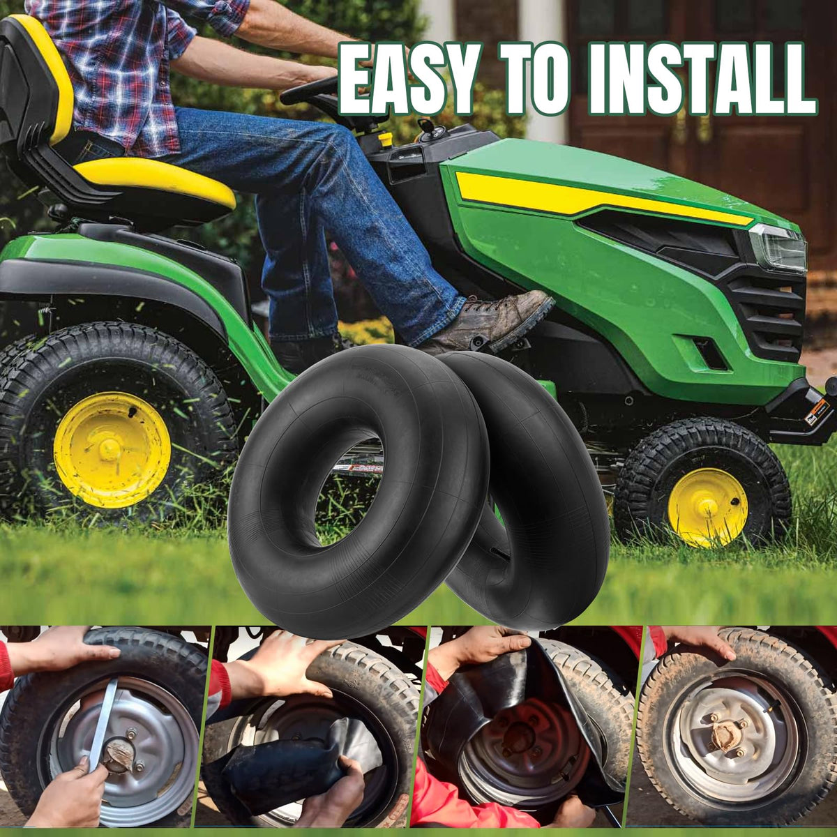 NIGOOLATA 2-pack tubes suitable for mower, tractor, golf cart and ATV.