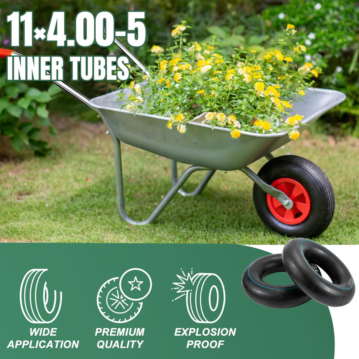 NIGOOLATA lawn mower compatibility inner tube demonstrating stable ride on uneven ground.