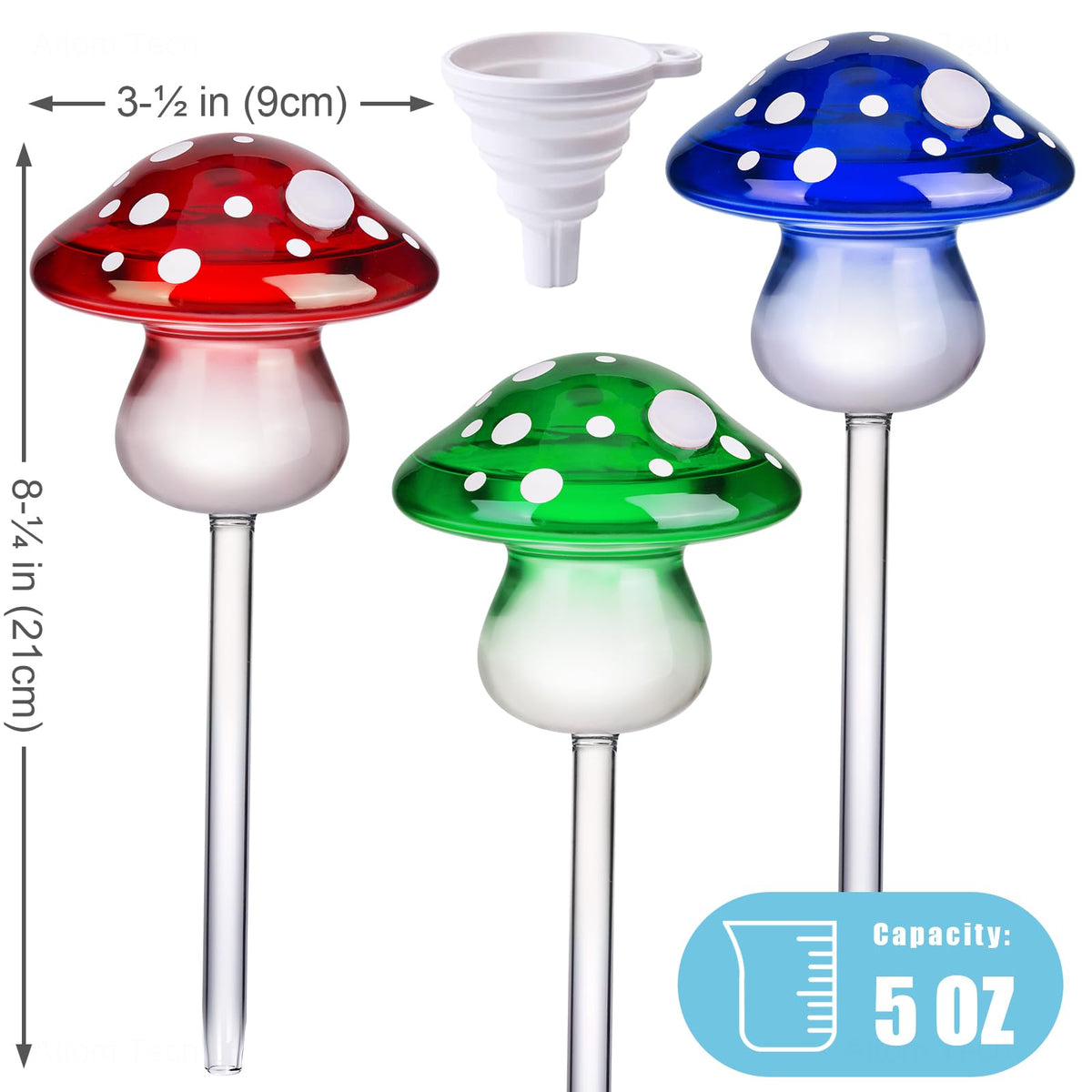 NiHome glass mushroom system with 5-ounce reservoir enables occasional garden hydration.