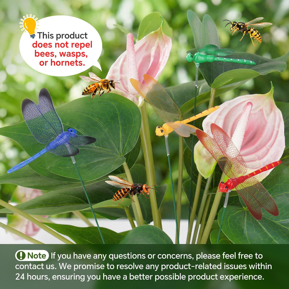 NiHome dragonflies red wings brighten planters and garden borders.