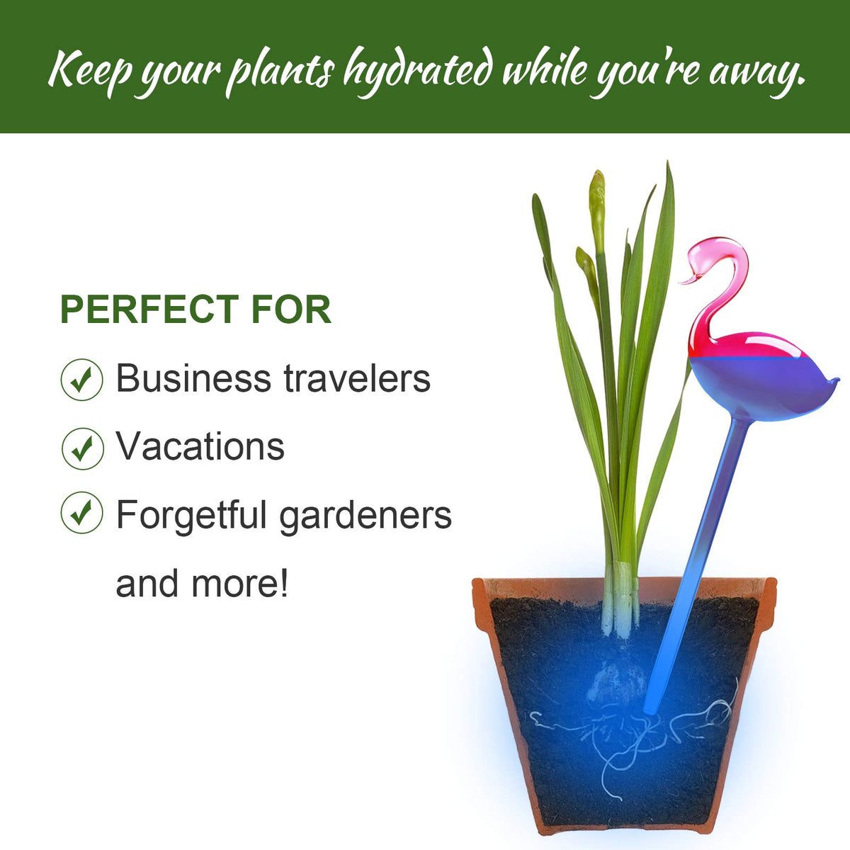 NiHome flamingo-glass globe garden décor pairs style with plant care