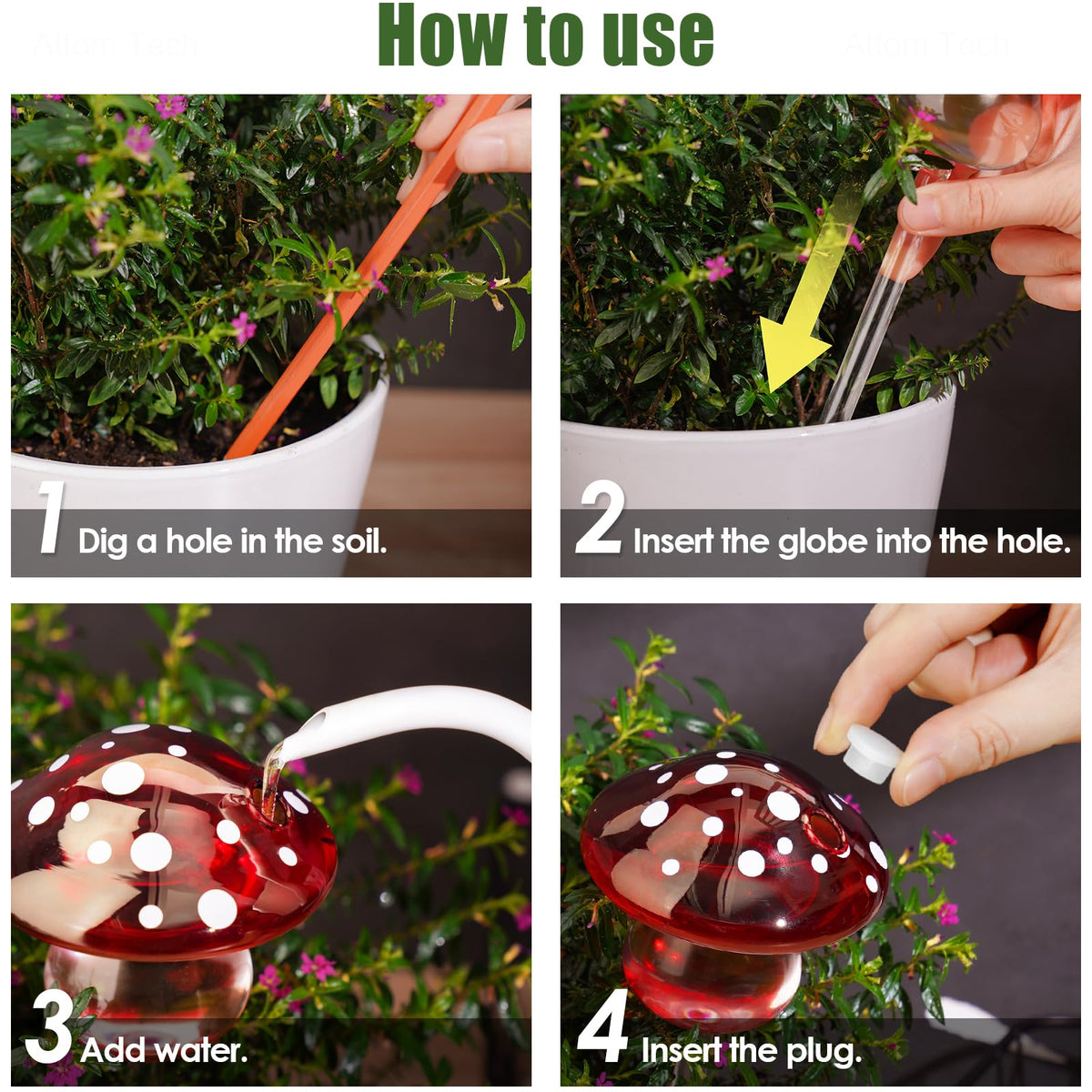 NiHome packaging for mushroom watering bulbs showcases sturdy, gift-ready packaging.