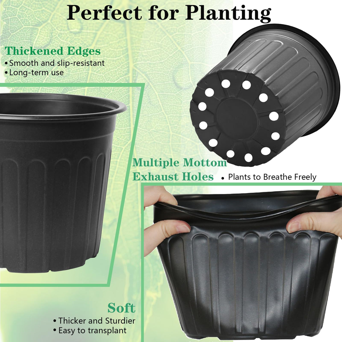 Niiiice pots with raised rim offer easy handling and stable shelf placement.