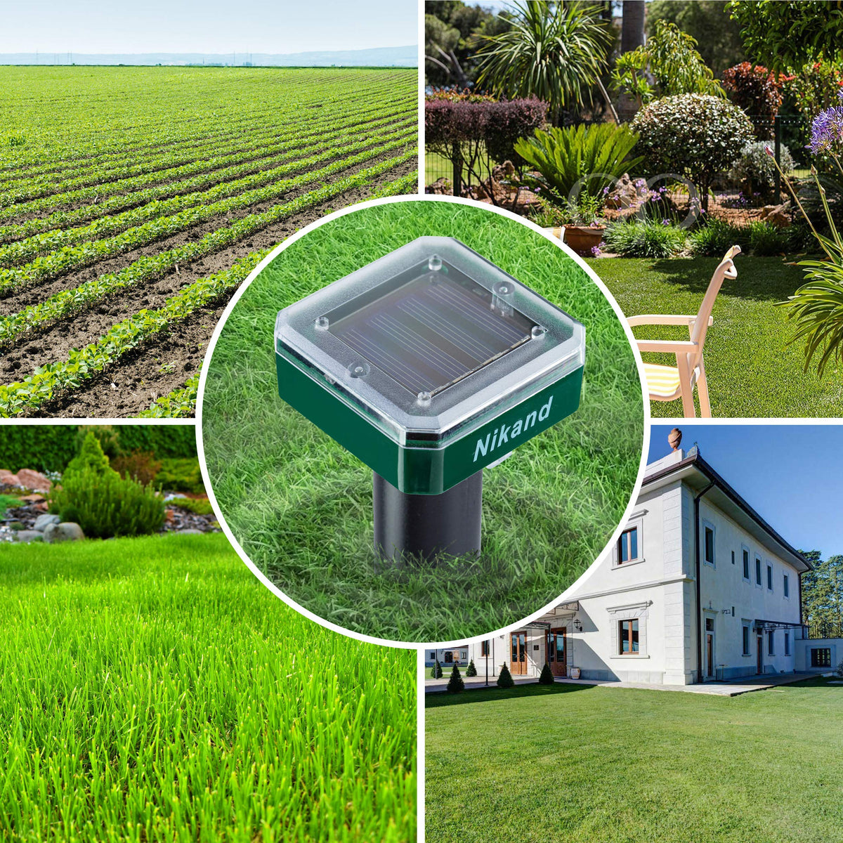 NIKAND Solar Mole Repellent 4-pack in rainy conditions demonstrates durable performance