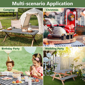 Nimalpal classic check pattern enhances any outdoor dining setup
