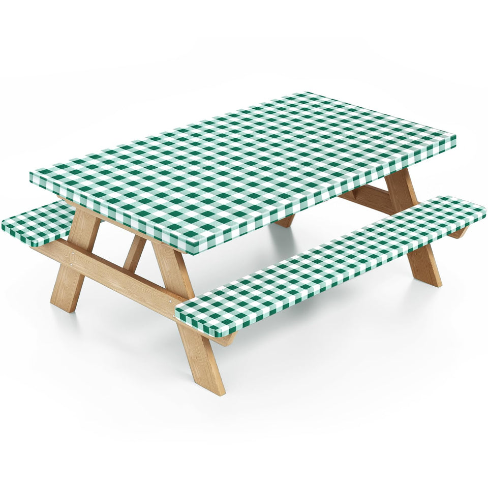 Nimalpal picnic table cover 72x30 green protects surfaces outdoors from spills.