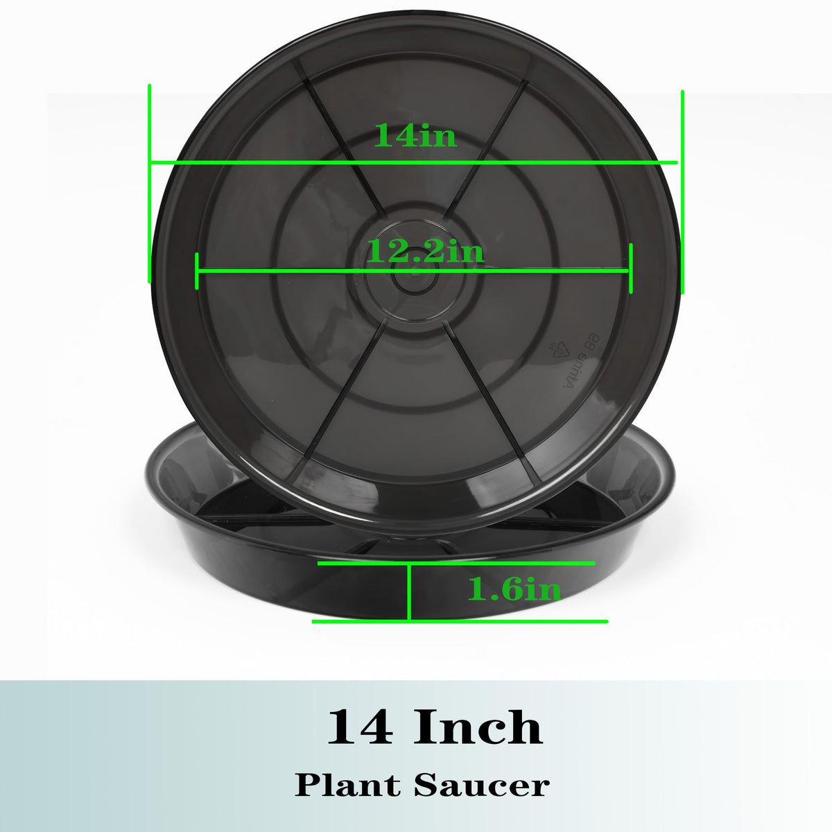 NIMYAU 14-inch clear side view plant saucer highlights visibility of overflow.