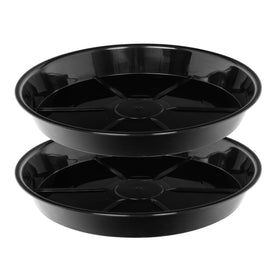 NIMYAU 14-inch plant saucer top view showing wide rim and clear surface for indoor use.