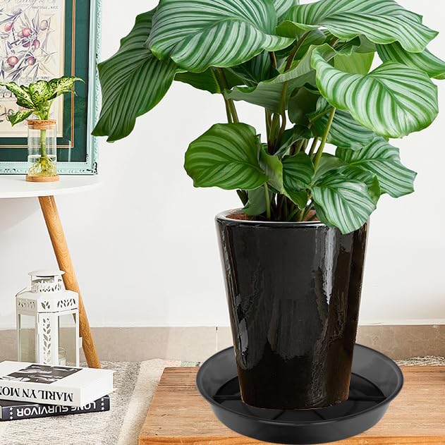 NIMYAU heavy-duty 14-inch plant saucer with bottom vent for durability.