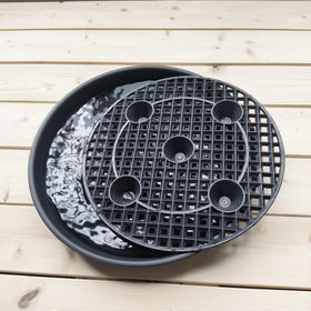 NIMYAU heavy-duty saucer captures runoff and reduces mess around indoor setups.