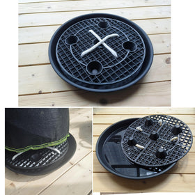 NIMYAU saucer transfers water to nonwoven grow bags to promote even moisture.