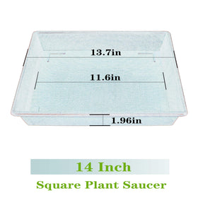 NIMYAU square plant saucer 14 inch side view, raised center for stability.