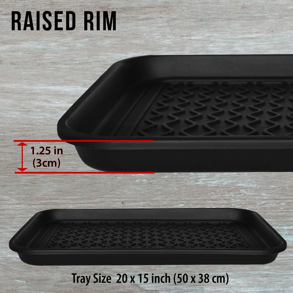 NINAMAR Boot Tray raised rims contain meltwater and debris.