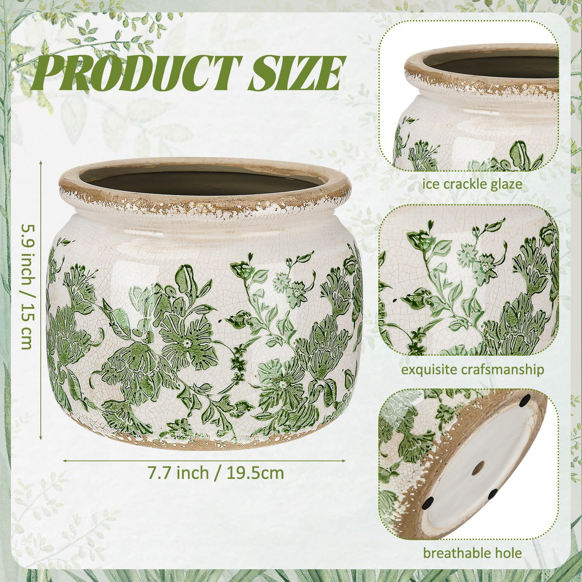 Ninehaoou crackle glaze finish pot for vintage appeal and durable style.