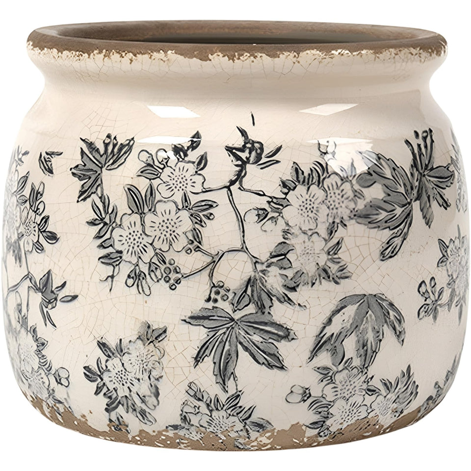 Ninehaoou vintage planter with crackle glaze for rustic home decor.