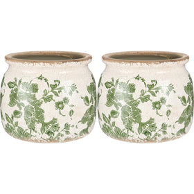Ninehaoou vintage planter with beige green scroll pattern adds rustic charm to interiors