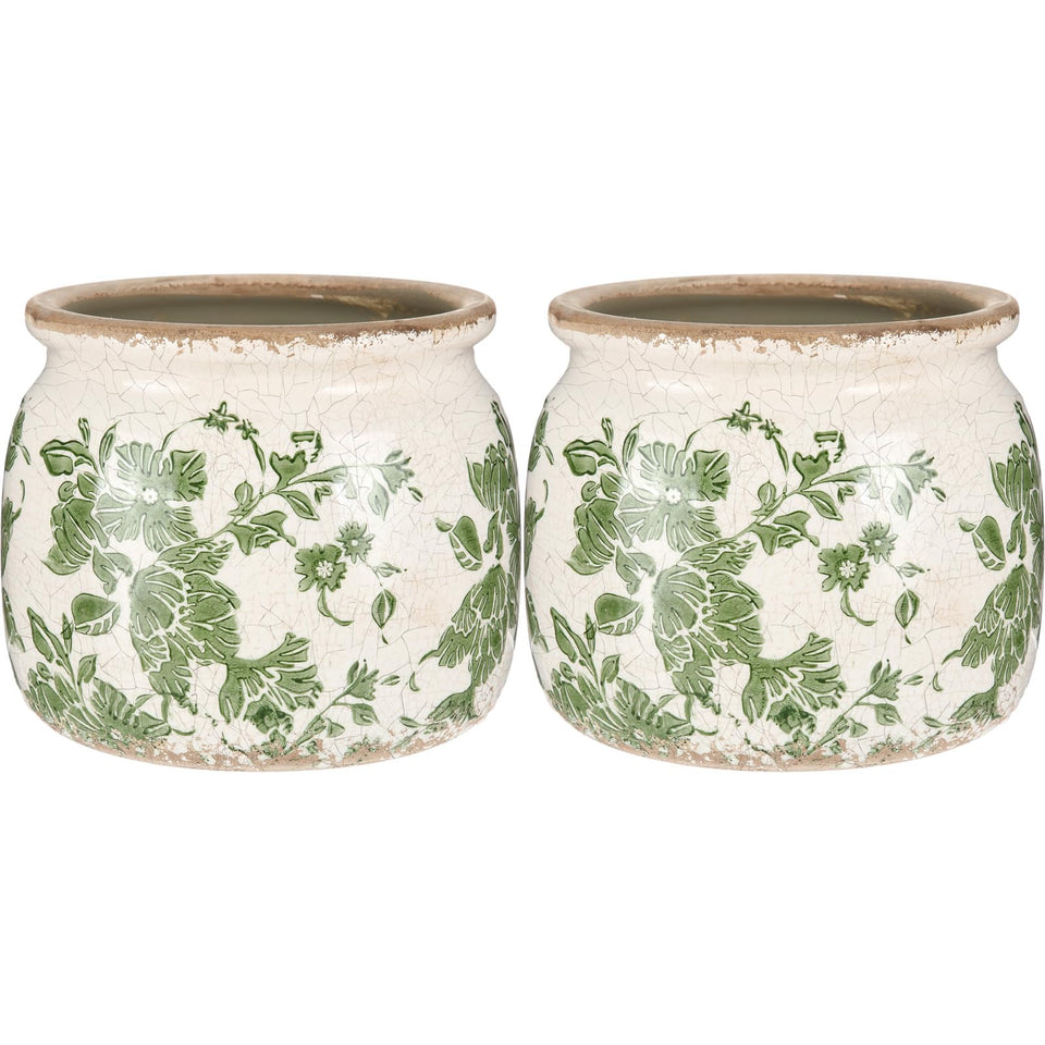 Ninehaoou vintage planter with beige green scroll pattern adds rustic charm to interiors