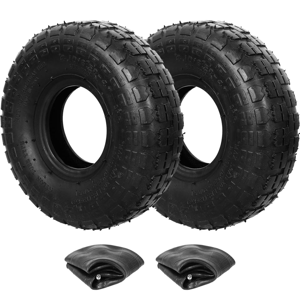 NING SHUO 4.10/3.50-4 tire side view, rugged wheel for wheelbarrows