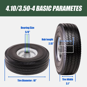 NING SHUO flat-free tire side profile shows rugged construction for outdoor chores