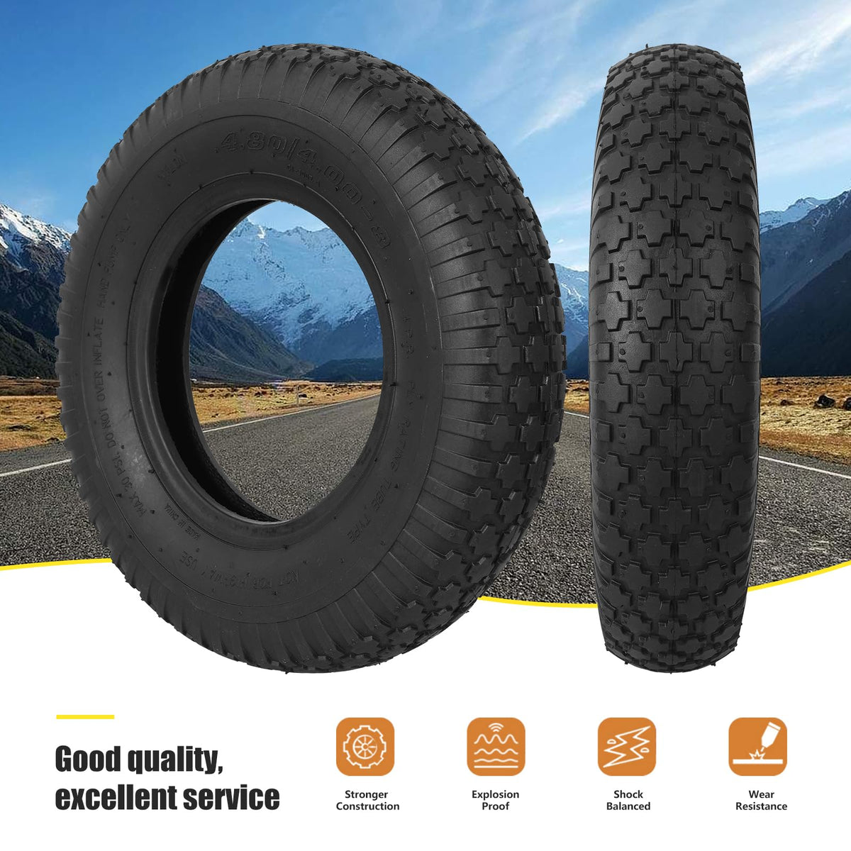 NING SHUO premium rubber wheel, puncture and blast resistance.