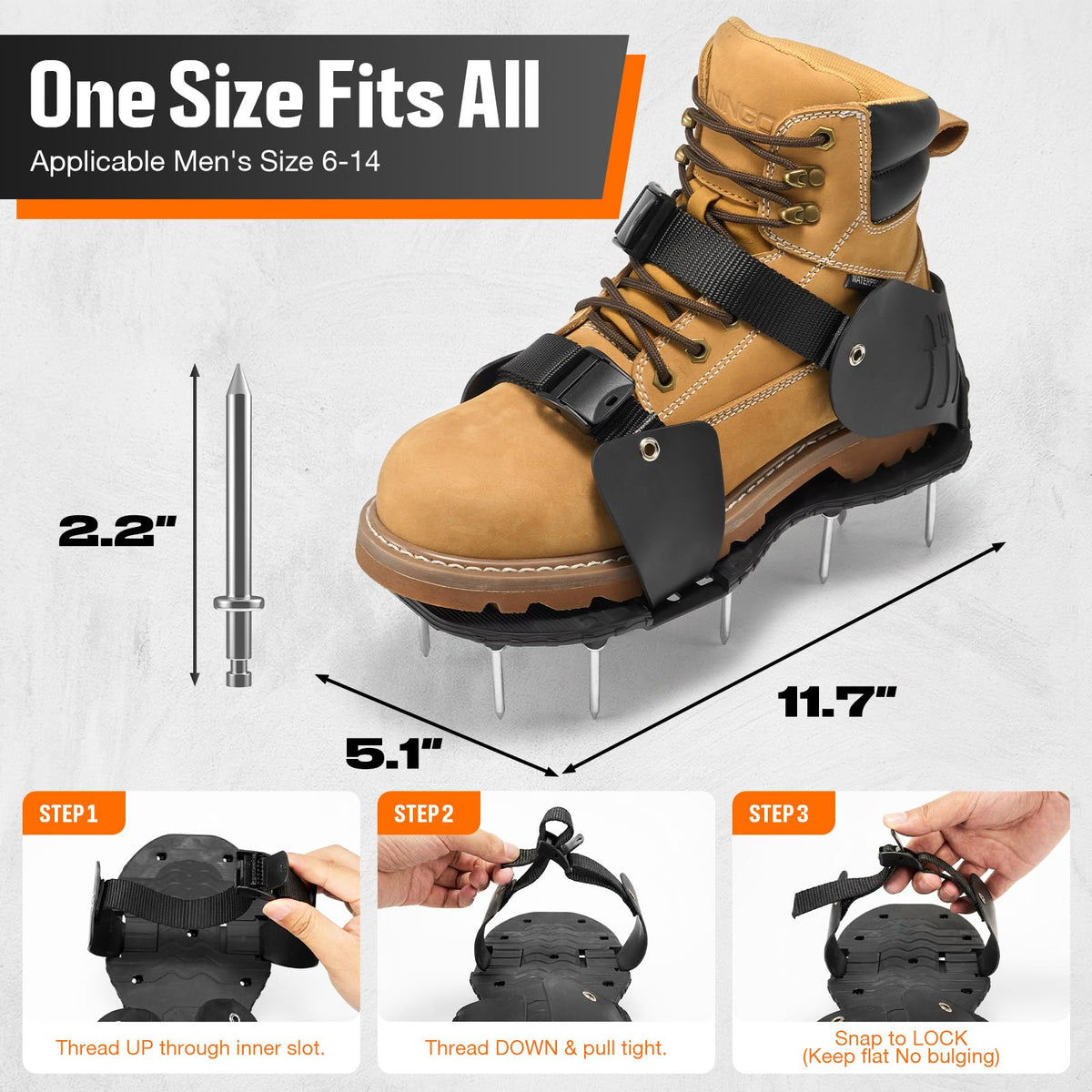 NINGO adjustable size fits US men's 6-14 and women's 7.5-15.5 for versatile wear.